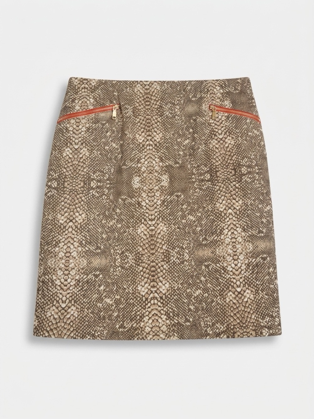 Snake-Print Mini Skirt with Accent Zips